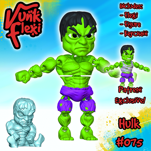 🗝️ Marvel Hulk MultiColor Flexi Print-in-Place + Figure