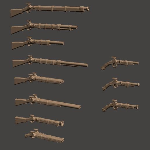 5d510aba2ec6ed11706a805192a0d411_display_large.jpg Free STL file 28mm Fantasy Arsenal of Muskets Percussion / Flintlock Firearms and Guns・3D printable model to download, BigMrTong