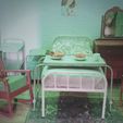 MINIATURE-1940S-HOSPITAL-ROOM-8.jpg MINIATURE HOSPITAL OVER BED  TABLE  | Early 1900 Hospital Room | Miniature Furniture 1:12 Scale For Dollhouse
