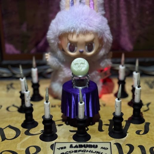 image0.jpeg Labubu Seance Witch Accessory Set - Ouija Board - Crystal Ball - Candles - Table