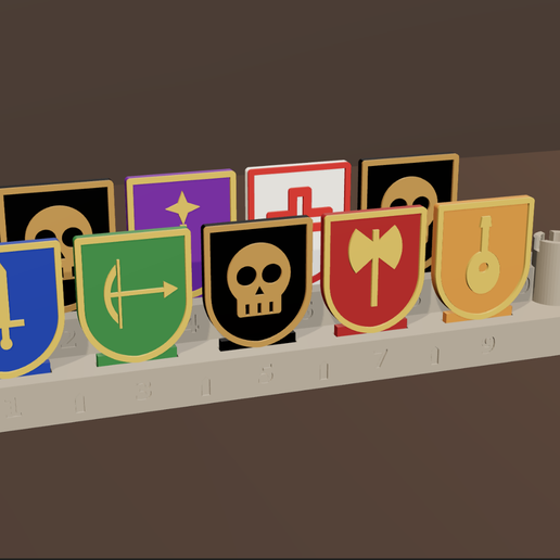 Shield Wall Initiative Tracker – 10-Slot Castle Rack with 12 Class Shields | D&D Turn Order Tracker