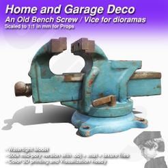 Home and Garage Deco An Old Bench Screw / Vice for dioramas Scaled to 1:1 in mm for Props Old Bench Screw / Vice, Home and Garage Decoration