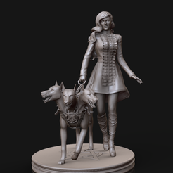 1-13.png Archivo 3D Mujer con perro del infierno・Plan imprimible en 3D para descargar