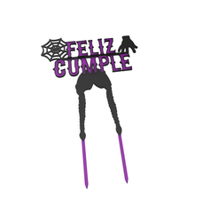 MERLINA_TOPPER_2023-May-21_11-13-33PM-000_CustomizedView7361749477.png Fichier STL DESSUS DE GÂTEAU MERLINA - MERCREDI・Plan pour impression 3D à télécharger