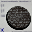 Round_bases_PavingStones115_promo.png 3 in 1 BUNDLE - Paving Stones 115 texture Bases Set (round, square and rectangle, oval) + thin bases | Perfect For Tabletop Wargames & RPG's