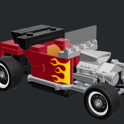 Screenshot-2023-08-13-213543.png Free OBJ file Hot Rod mini brick car 1950s・3D print design to download