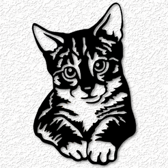 project_20230415_1147160-01.png Fichier STL Art mural chaton tabby réaliste décoration murale chaton 2d art・Plan imprimable en 3D à télécharger