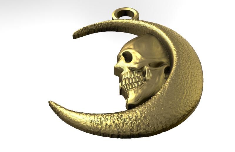 Skull-moon-pendant-.4.jpg Download STL file Skull moon pendant • 3D printable model, Majs84