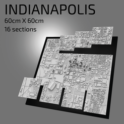 INDIANAPOLIS.png STL file 3D Indianapolis / File digitali / File STL 3D / Mappa 3D di Indianapolis / Arte della città 3D / Punto di riferimento stampato in 3D / Modello Skyline / 3D Indianapolis・Design to download and 3D print