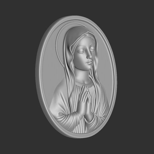 Blessed-Virgin-Mary-02.jpg Virgin Mary Medallion 3D Model