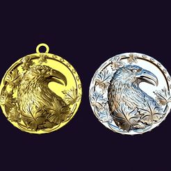 1920_1080_RENDER.jpg STL file CROW MEDALLION・3D printer design to download
