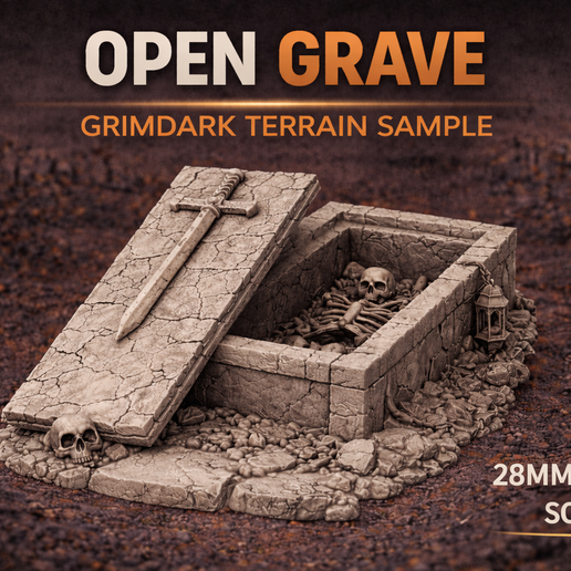 Open Grave - Grimdark Cemetery Terrain (28mm / 32mm)