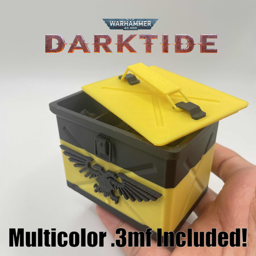 Darktide Ogryn Grenade Box Prop Replica 3mf Storage Container - 3D model önizlemesi
