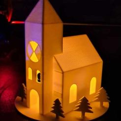 kostel2.jpg STL file Church for LED candle・3D print design to download