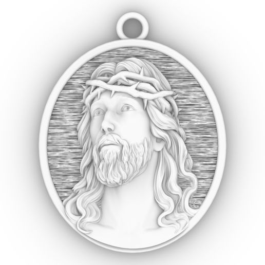 medalha medal pingente religious Jesus Head 3D model