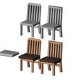 CH1-07.JPG Miniature kitchen chairs mockups for dioramas 3D print model