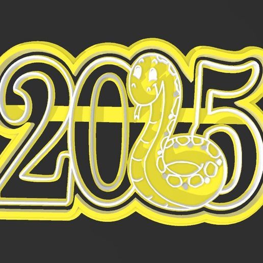 New Year 2025, cookie cutter 3D model