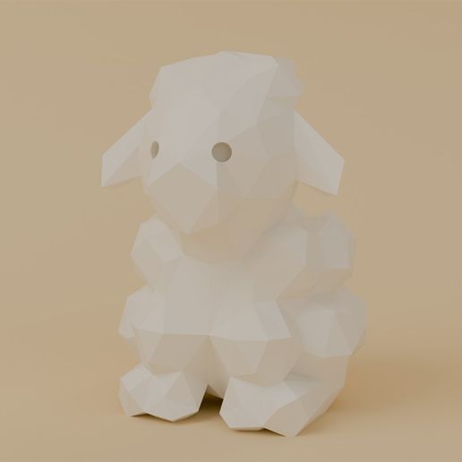 Low Poly Baby Lamb - Farm Babies Mini Figurine - No Supports