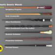 render_wands_beasts_together-named.jpg STL-Datei Wand Set from Fantastic Beasts・3D-druckbares Modell zum Herunterladen