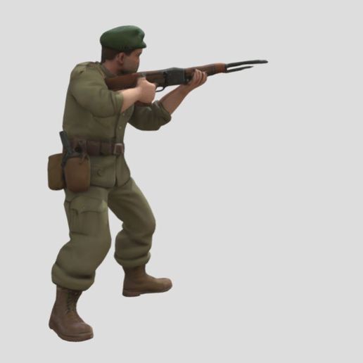 WW2 British commando 3D model preview