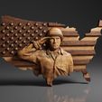 US-Flag-and-Map-Soldier-©.jpg USA Flag and Map - Soldier - Pack - CNC Files For Wood, 3D STL Models