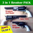 3 in 1 Revolver PACK 3 in 1 Revolver Pack (Dragoon, Navy, Baby Dragoon) Cap Gun BB 6mm