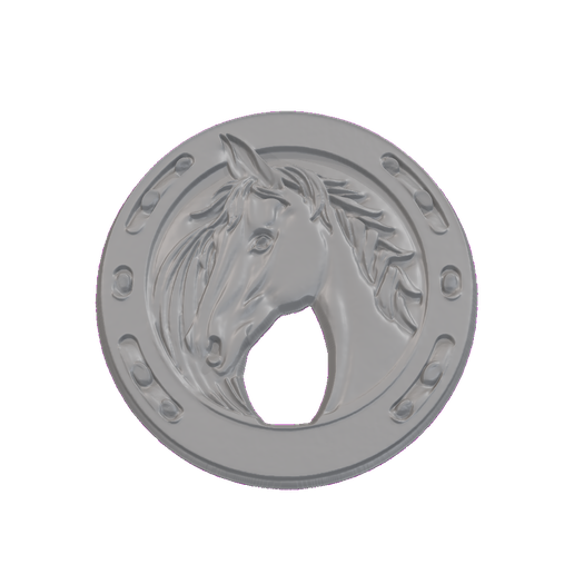 Horse Head Cutout Horseshoe Medallion STL