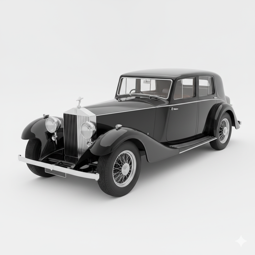 Rolls-Royce Phantom II beginner friendly car STL, sedan STL, car lift diorama STL, European supercar STL, custom wheels car STL, race car STL, 1980s sports car STL, FDM friendly car STL, pickup truck STL, street racing car STL, car display model, car gift
