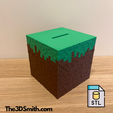 8273B26A-8D12-47A7-9171-E57D3C82C34C.png 3D file Minecraft Grass Block Piggy Bank・3D printing template to download