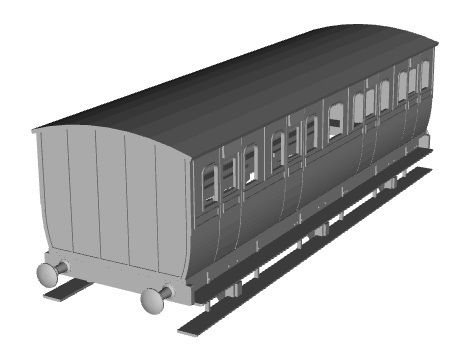 MGWR 6 wheel coach Lav 1st coach 1/50 scale 3D model