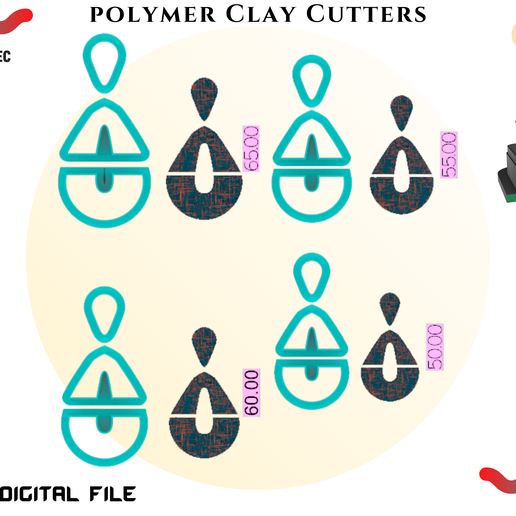 POLYMER CLAY CUTTER *4 SIZE/oval dangle/ EULITEC.COM 3D model