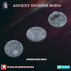 ADMIRAL ANCIENT INVADER RUINS Ay ere Teri bra) 3X50MM ROUND BASES e ee SR ah] rs STL file Ancient Invader Ruins 3*50mm Base Set (Pre-supported)・3D printable model to download