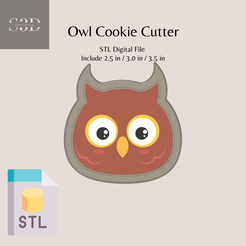 Owl-1.png Owl Digital STL Files Download - Owl Cookie Cutters Printable - Cookie Cutter