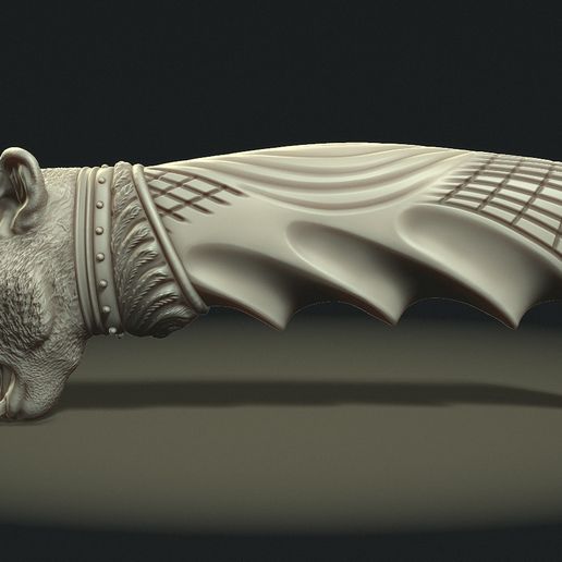 Puma Head Knife Handle 3D Model - 3D model önizlemesi