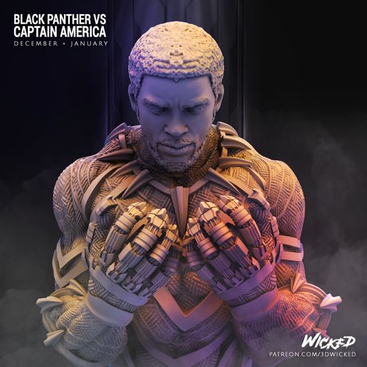 Wicked Marvel Captain America + Black Panther Busts: STLs ready for printing