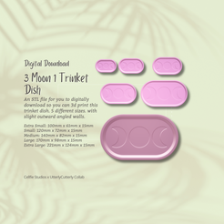 Cover-7.png Archivo STL 3 Moon Trinket Dish STL File - Digital Download -5 Tamaños- Homeware, Boho Modern Design・Diseño para descargar y imprimir en 3D