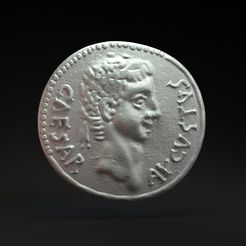coin1.jpg 3D file Roman coin with emperor Augustus・3D printing model to download