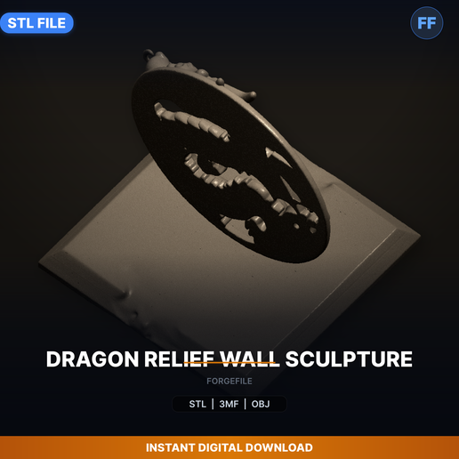 Dragon Relief Wall Sculpture - 3D Printable STL File