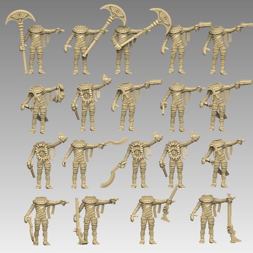 mummy-2-lineup-front.jpg 3D file Mummy Pack 2・3D printable model to download, SharedogMiniatures