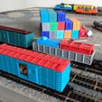 IMG_0398.jpg 40' NY Boxcar N Scale Modelo de tren para Micro-Trenes Enganches de vástago medio - 4 versiones con las dos puertas abiertas, una abierta y una medio cerrada, una abierta y una cerrada y las dos cerradas