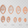 Capture-Copy.png 3 designs of Art Deco Petal Clay Cutter - STL Digital File Download- 9 sizes and 2 Cutter Versions
