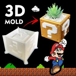 Super-Mario-Bros-Question-Mark-Pot-mold-6.jpg STL file Super Mario Bros - Question Mark Pot Mold - Include Pot file for print・Model to download and 3D print