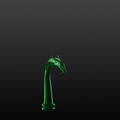 Dragon head cane topper.jpg Download OBJ file Draconian Cane Topper • 3D printing template, DrRevD
