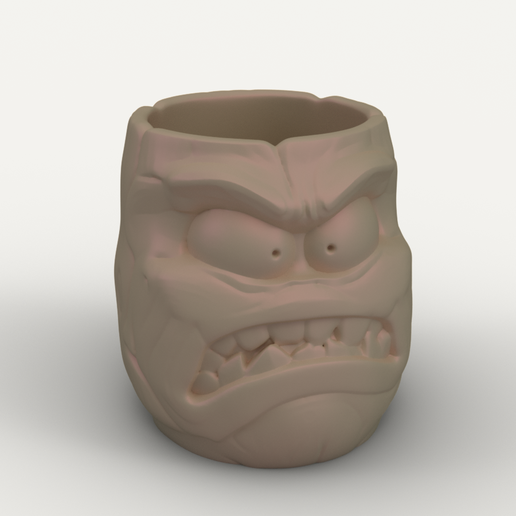 😡 Angry Log Face Planter - Stylized Monster Tree Stump Pot - Cartoon ...
