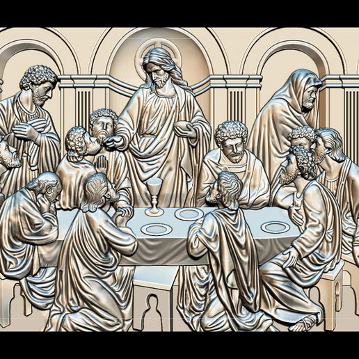 003.jpg 3D file CNC 3d Relief Model STL for Router 3 axis - The Last Supper・3D printable design to download, briarena8185
