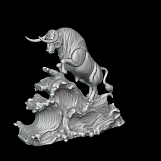 大注目 Bust Gift I180 Waves the on Bull 🐂 Figure Detailed & Unique 版画