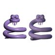 3DDump_Coily_Qbert_2Pack_SideBySide.jpeg Coily (Q*bert) - Impression 3D 2-Pack : Base plate + Pose de saut organique | Diorama arcade rétro
