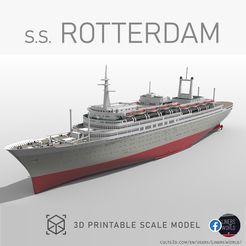 rotterdam.png Archivo STL SS Rotterdam V Holland America Line modelos de casco completo y línea de flotación listos para imprimir・Modelo imprimible en 3D para descargar