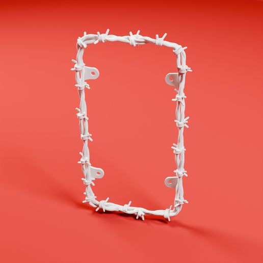 Barbed Wire Decorative Frame with Mounting Tabs — 3D Printable Collectible | Shelf Display | Fan Gift
