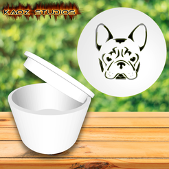 project_20230923_0117398-01-1.png Fichier STL Boîte cadeau bouledogue français frenchie boîte ronde sans support Entièrement personnalisable・Modèle pour impression 3D à télécharger